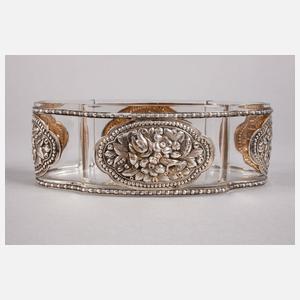 Silberdose mit Glaseinsatz