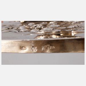 Silberdose mit Glaseinsatz