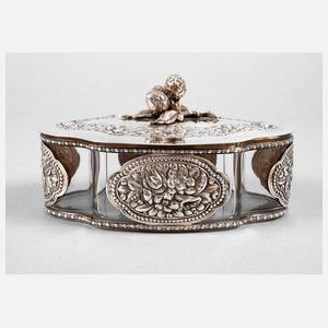 Silberdose mit Glaseinsatz