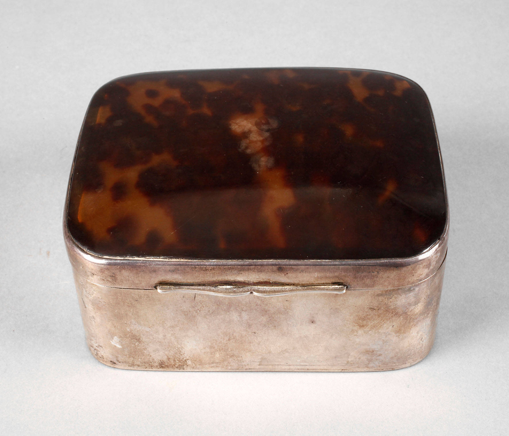 Silber Zigarettendose mit Schildpattdeckel