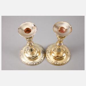 Paar Silberleuchter mit Rosendekor