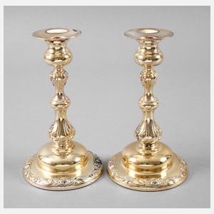 Paar Silberleuchter mit Rosendekor