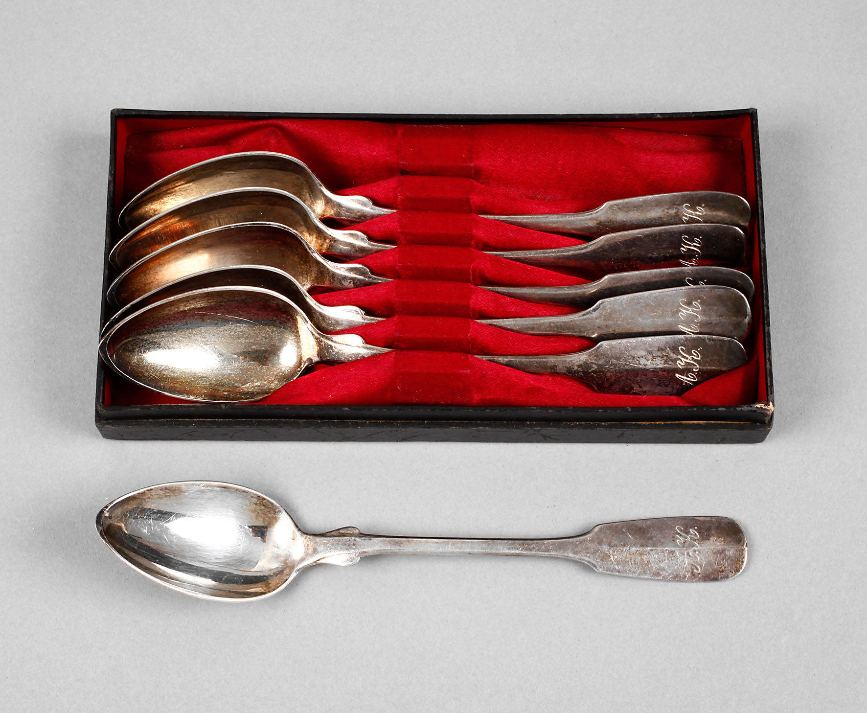 Silber sechs Kaffeelöffel Geigenbachdekor