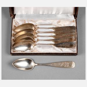 Sechs Kaffeelöffel Silber