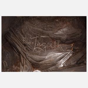 Ferdinand Lügerth, übergroße Keramik Siegfried und Brünhild