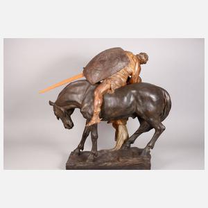 Ferdinand Lügerth, übergroße Keramik Siegfried und Brünhild