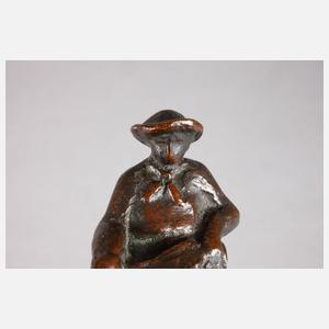 Monogrammist C.B., Kleinbronze Fischer mit Netz