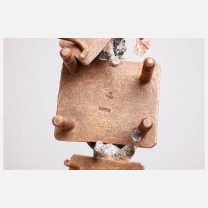 Wiener Bronze Katzen beim Kartenspiel