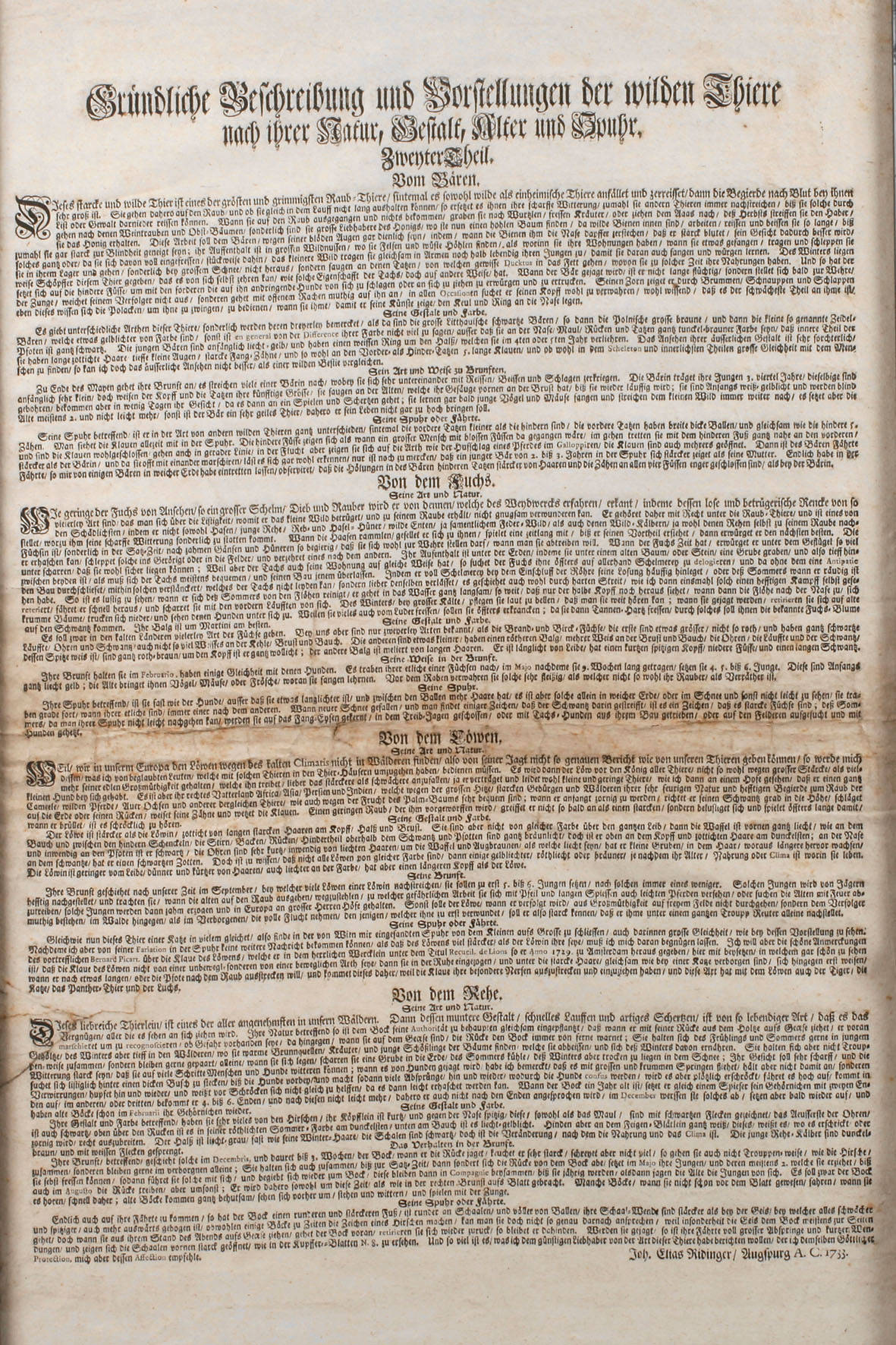 Johann Elias Ridinger, Einleitungsblatt