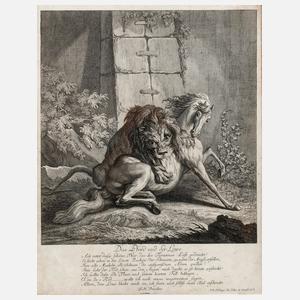Johann Elias Ridinger, ”Das Pferd und der Löwe”