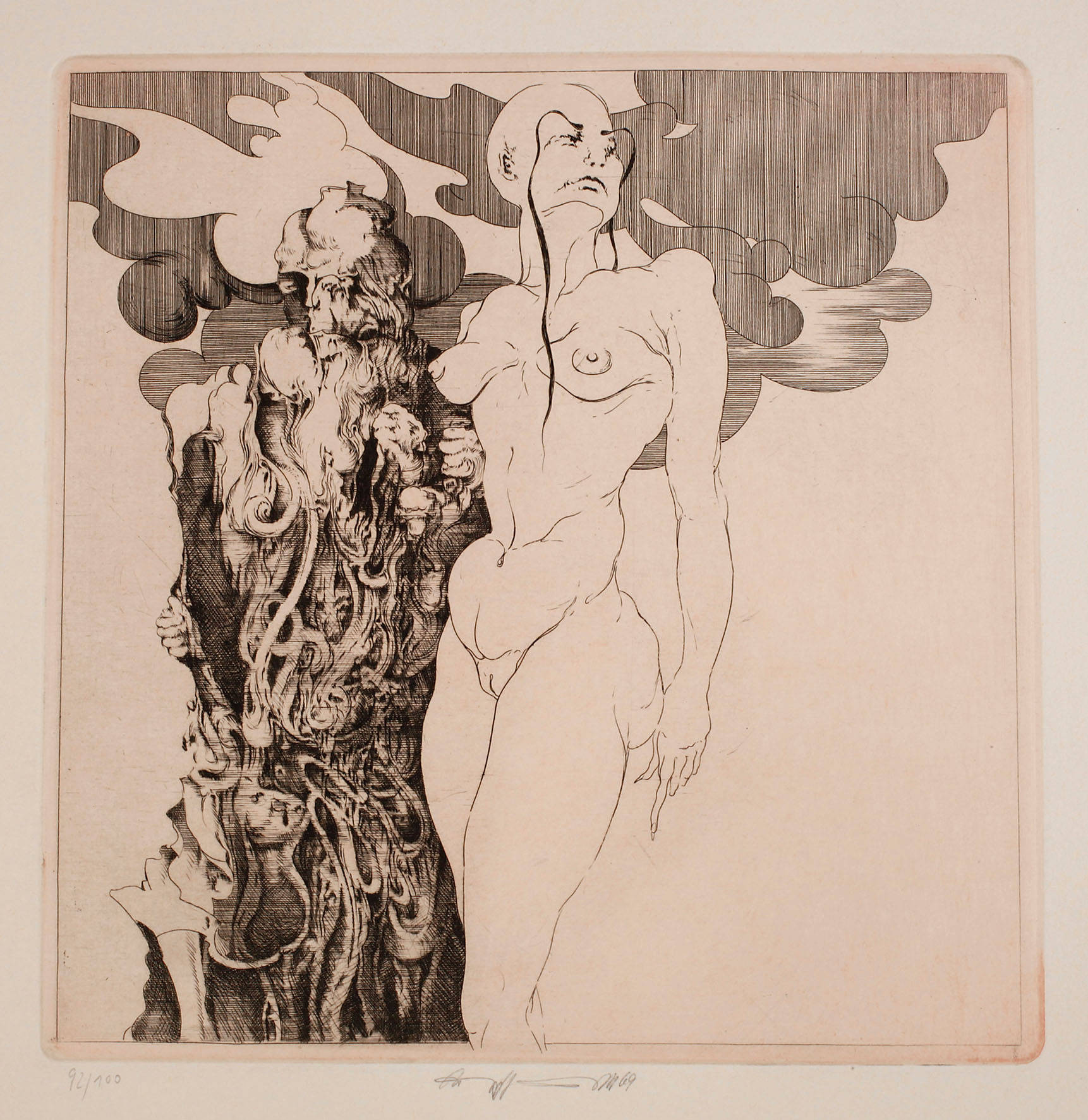 Prof. W. P. Eberhard Eggers, Akt mit Figur aus Rauch