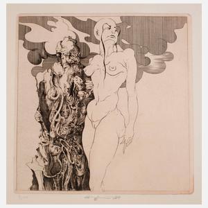 Prof. W. P. Eberhard Eggers, Akt mit Figur aus Rauch