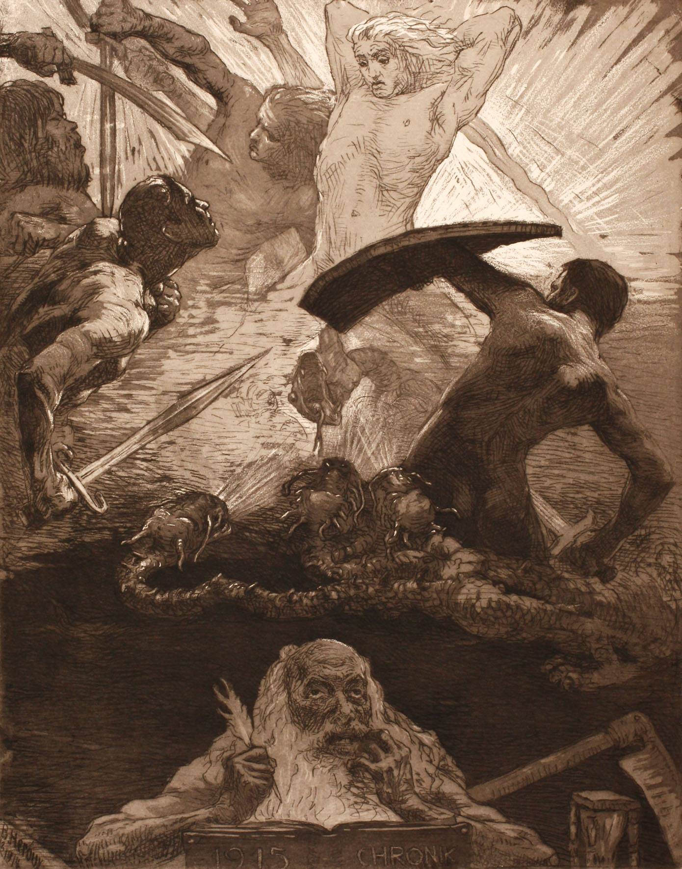 Prof. Bruno Héroux, Patriotische Szene 1915