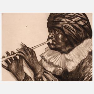 Suzanne Jonas, attr., Posaune blasender Mohr