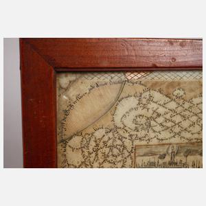 Schreibmeisterarbeit mit Stadtansicht