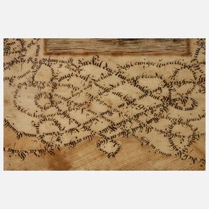 Schreibmeisterarbeit mit Stadtansicht