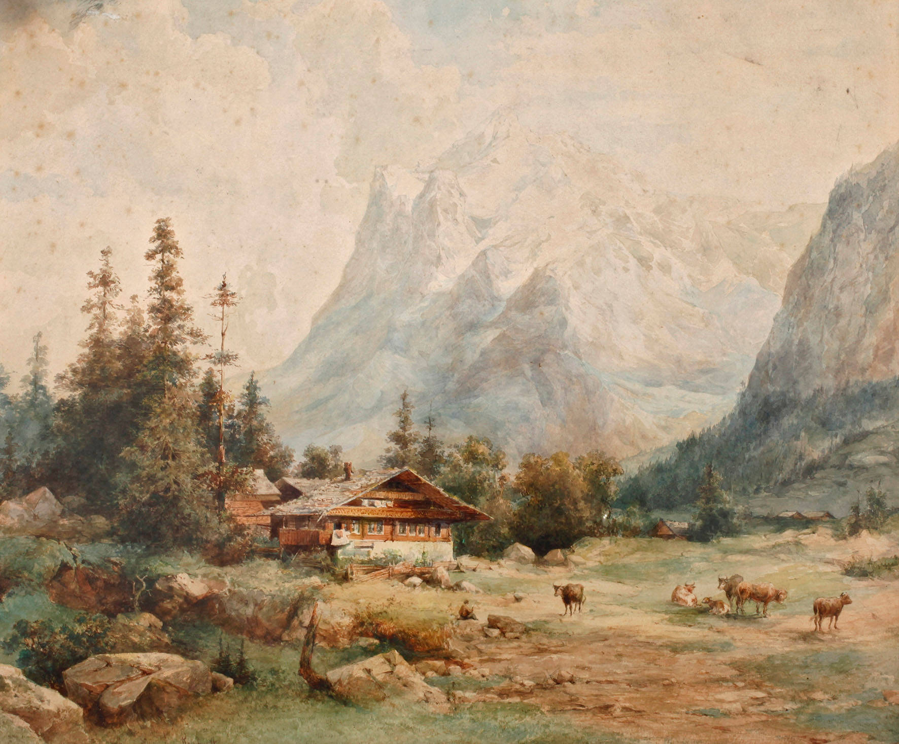 August Reinhardt, Alm im Gebirge
