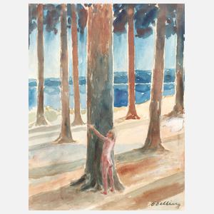 Otto Delling, Nackter Knabe im Wald am Strand