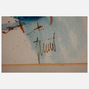 Verschneite Alm im Hochgebirge