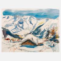 Verschneite Alm im Hochgebirge111