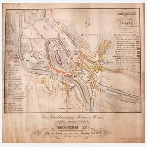 Stadtplan von Greiz 1845