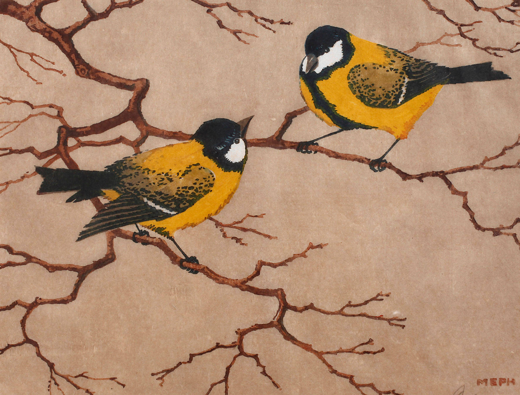Martin Erich Philipp, Zwei Kohlmeisen im Geäst