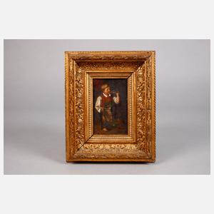 Knabe bei der Brotzeit