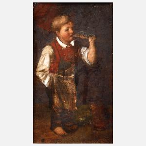 Knabe bei der Brotzeit