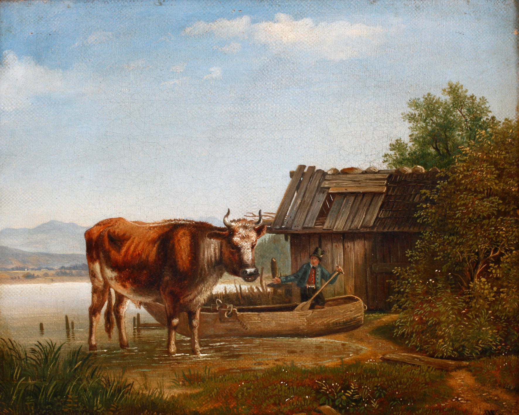 Stier mit Bauern am Tegernsee