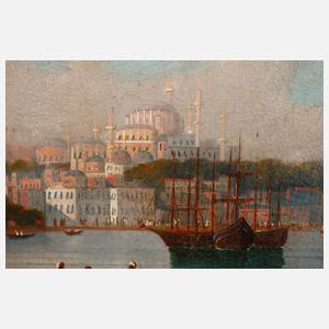 Ansicht Istanbul, Hafen mit Moschee