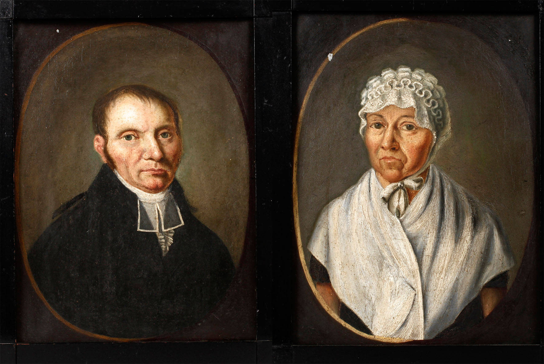 Paar Portraitgemälde des Biedermeiers