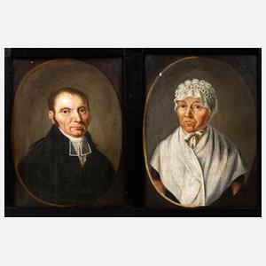 Paar Portraitgemälde des Biedermeiers