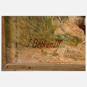 J. Becker, Zwei Pendants Hühnerhofdarstellungen