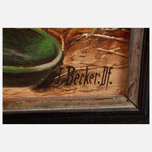 J. Becker, Zwei Pendants Hühnerhofdarstellungen