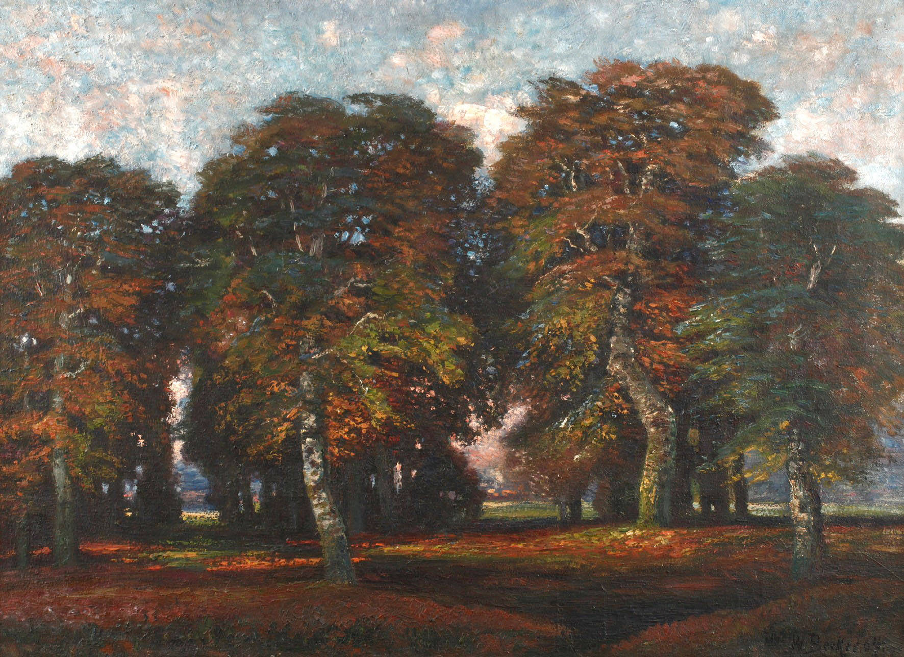 W. Becker, Parklandschaft im Herbst