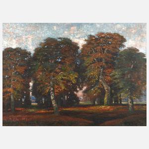 W. Becker, Parklandschaft im Herbst