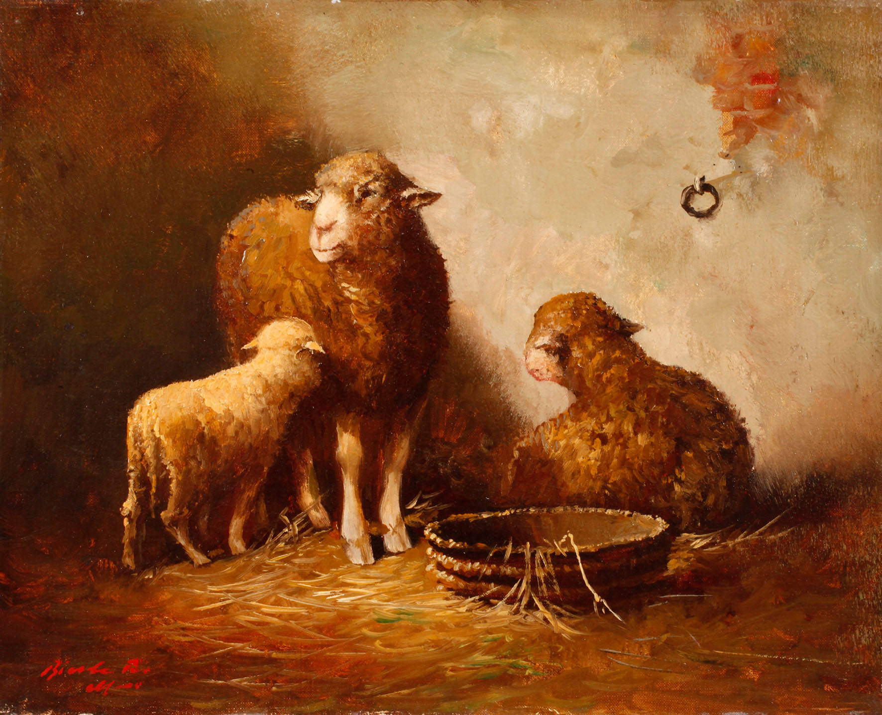 Rudolf Bierle, Schafe im Stall