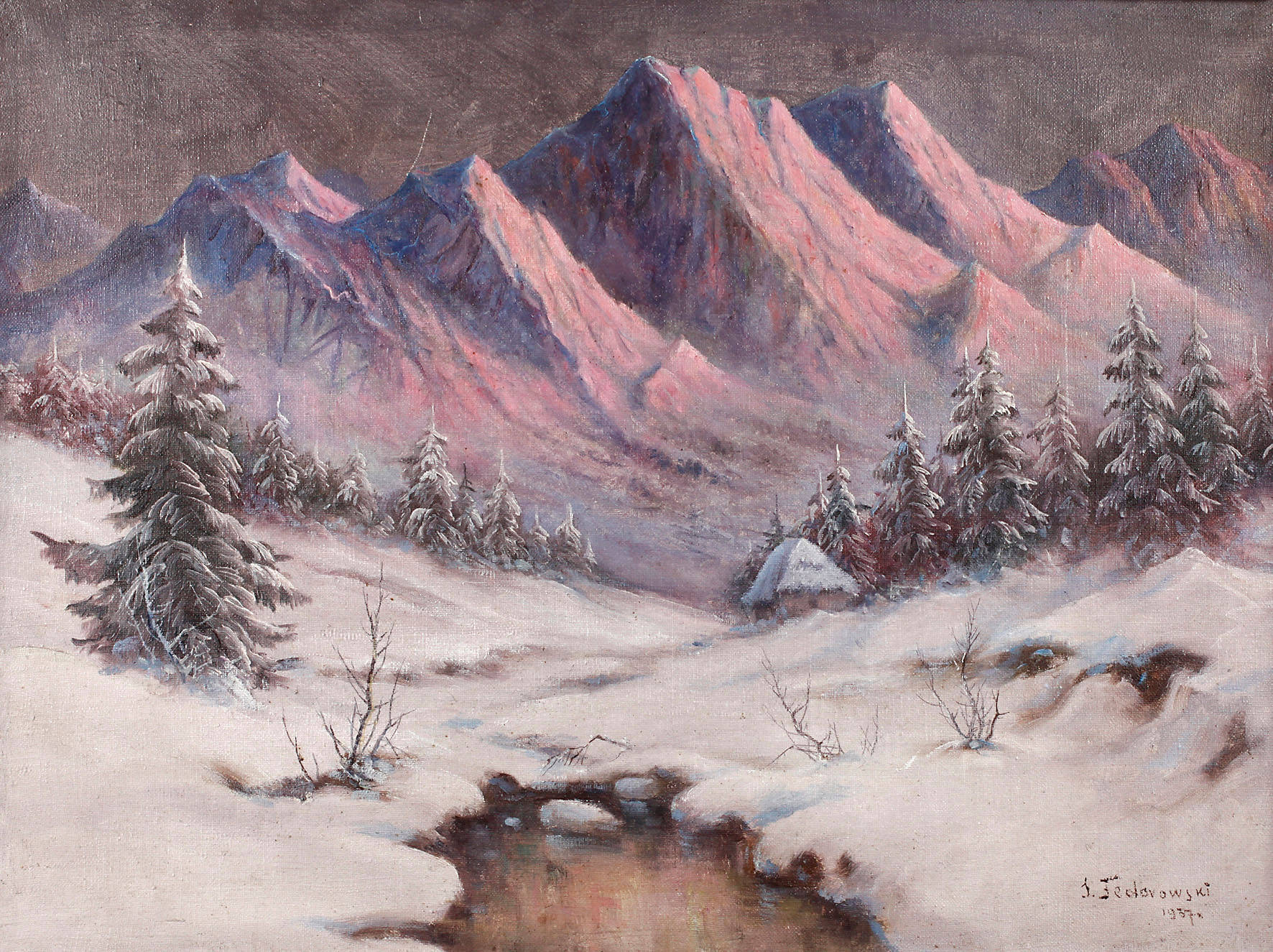 S. Fedorowski, Winterlandschaft mit Alpenglühen