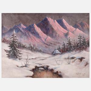 S. Fedorowski, Winterlandschaft mit Alpenglühen