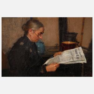 A. Henrich, Lesende Dame im Interieur