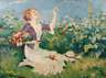 Leopold Illencz, Blumen pflückende junge Frau