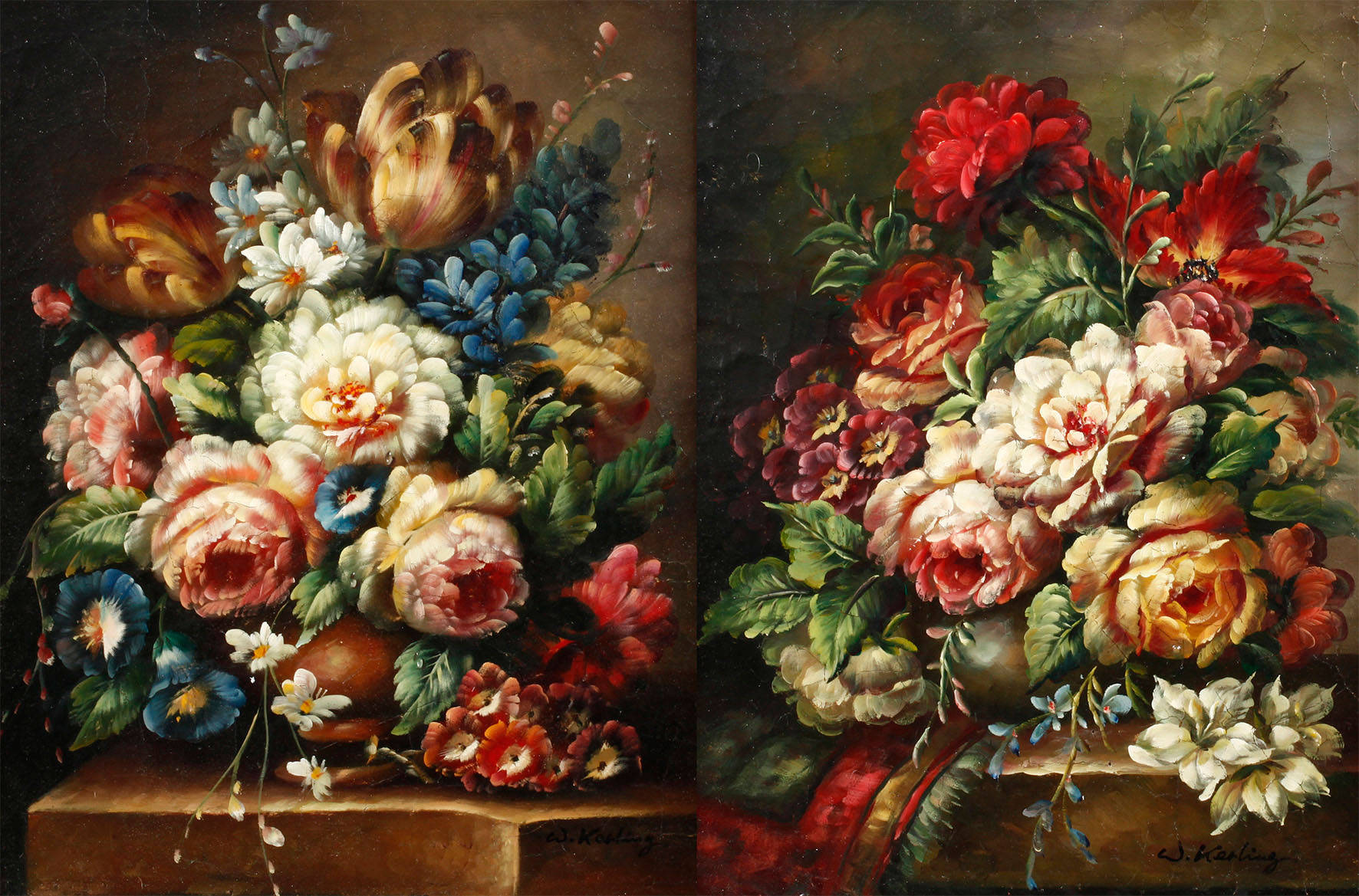 W. Kerling, Pendant Blumenstillleben