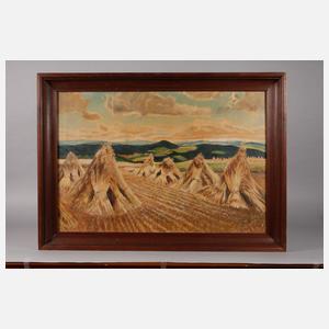 Hein König, attr., Erntelandschaft mit Strohpuppen