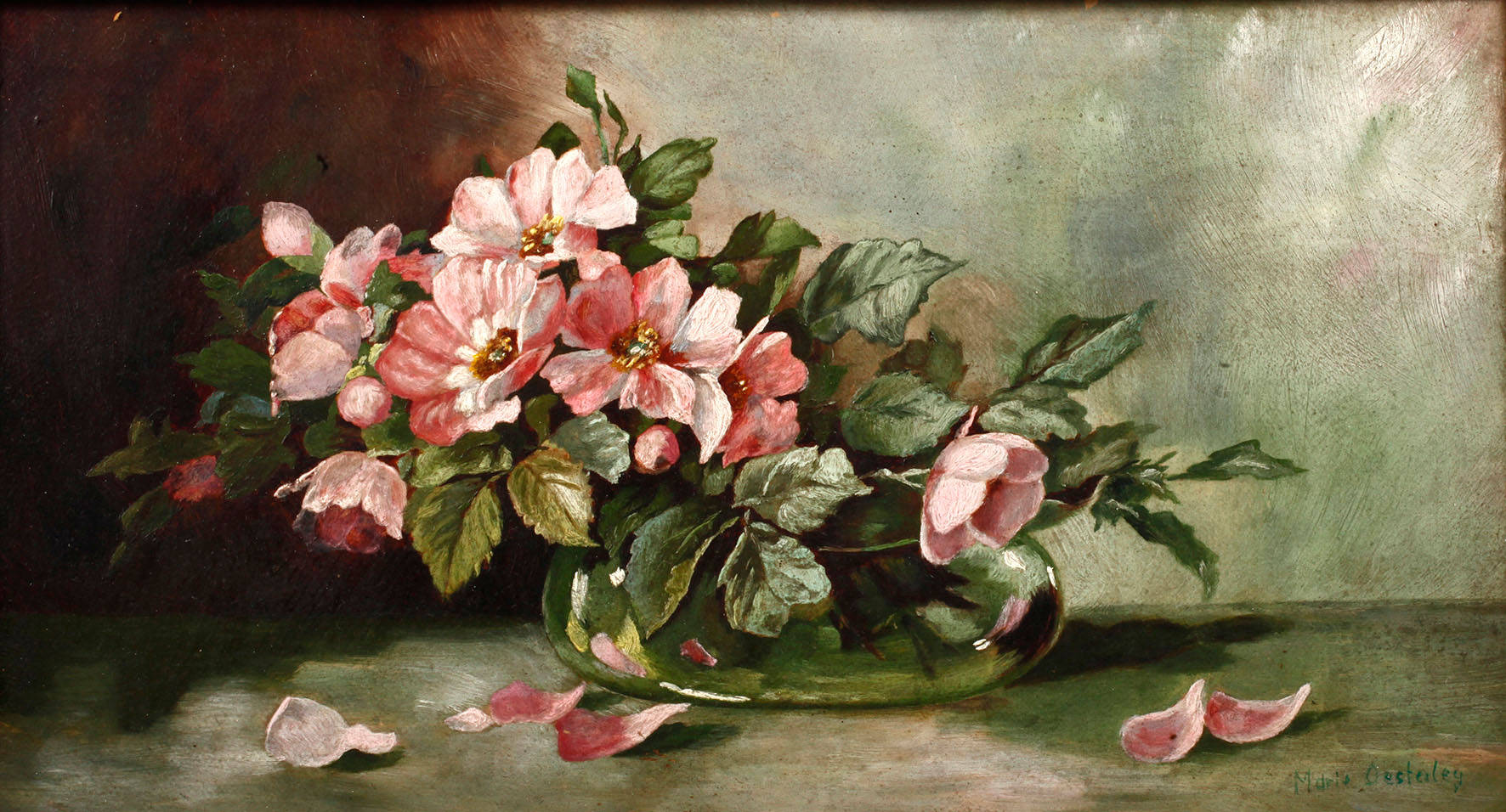 Marie Oesterley, Stillleben mit Wildrosen