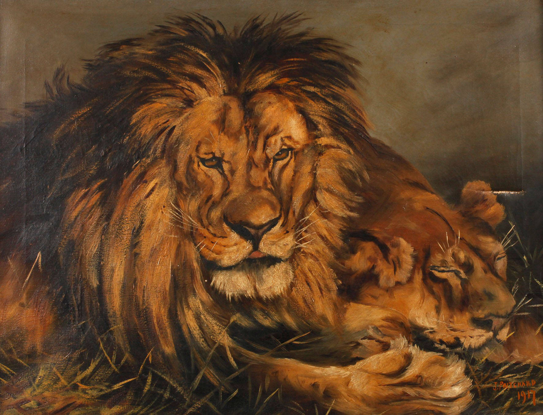 J. Pritchard, Ruhende Löwen