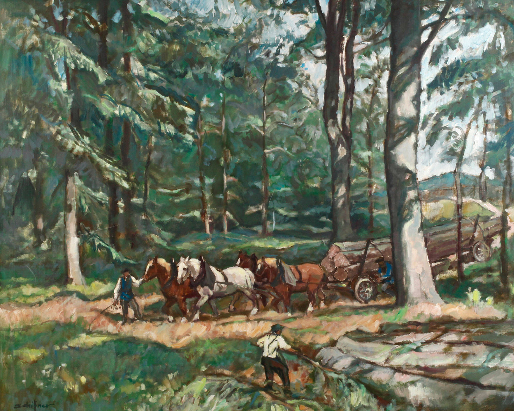 Schiffner, Holztransport im Wald