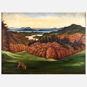 Seifert, Herbstlandschaft mit Reh im Gebirge