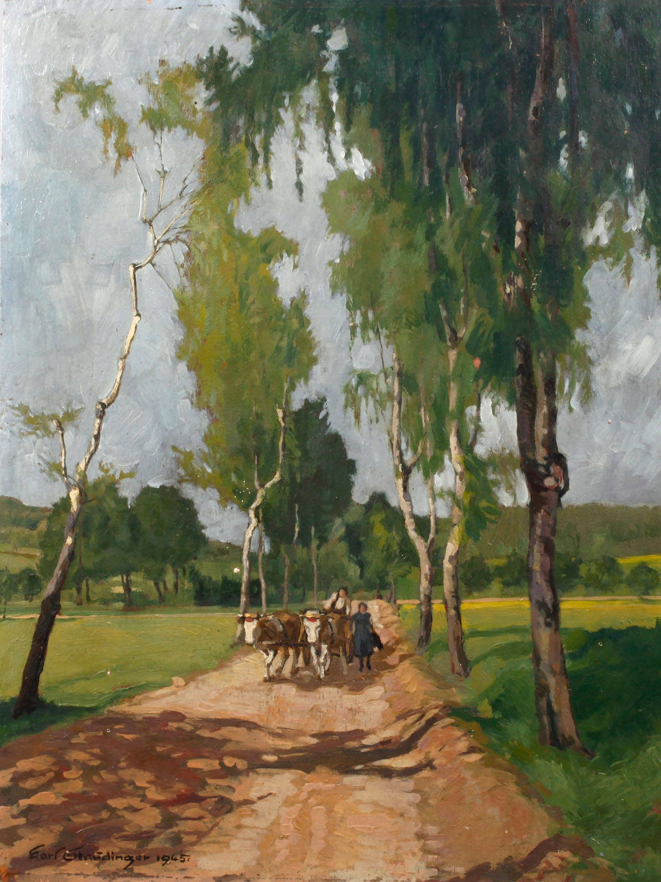 Karl Staudinger, Allee mit Ochsenkarren