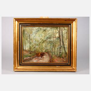 Hirten bei der Viehtrift im Wald