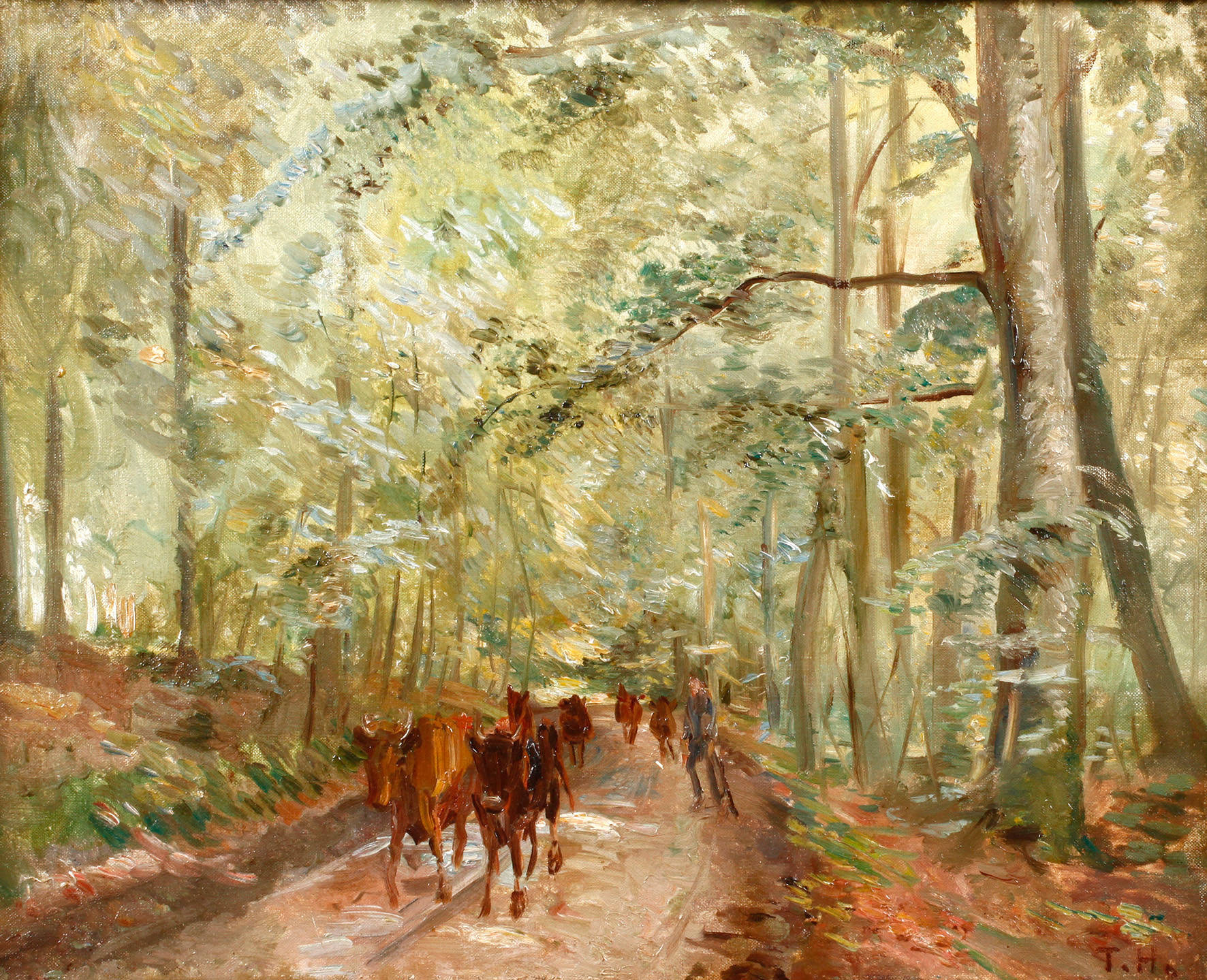 Hirten bei der Viehtrift im Wald